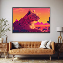 Cargar imagen en el visor de la galería, Cool lioness art, boss lady art, framed canvas print, pastel art of Africa
