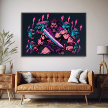Load image into Gallery viewer, Barbarian pixel art, vaporwave RPG concept art, framed canvas print