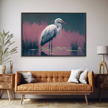 Load image into Gallery viewer, Beautiful stork watercolor, framed canvas print