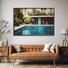 Load image into Gallery viewer, The Pool House, Mid Century Modern Decor, Framed Wall Art, Architectural Print, Retro Art, Swimming Pool Art, Framed Painting