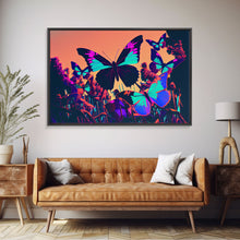 Load image into Gallery viewer, Beautiful butterfly art, vaporwave aesthetic pastel art, framed canvas print