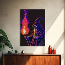 Load image into Gallery viewer, Angry Old Wizard Fire Scepter Gamer Fine Art Print, Wall Decor, Wall Poster, Wall Art Print