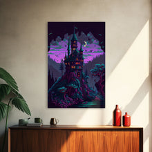 Carregar imagem no visualizador da galeria, Transylvania Art, Cool Medieval castle 8 bit pixel art, fantasy art, framed canvas print, Cool castle art