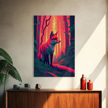 Load image into Gallery viewer, Fuchsia Fox In Woods Forest Twilight Sunset Fine Art Print, Wall Decor, Wall Poster, Wall Art Print