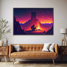 Carregar imagem no visualizador da galeria, Campfire Songs, Retrowave style art, framed canvas print, synthwave art