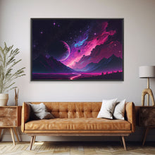 Carregar imagem no visualizador da galeria, Alien Planet Fantasy Landscape Mountains Pink Voilet Fine Art Print, Wall Art Print, Wall Poster, Wall Décor