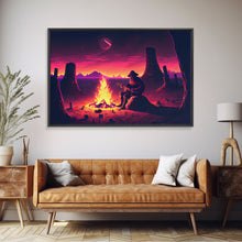 Carregar imagem no visualizador da galeria, Campfire Songs, Retrowave style art, framed canvas print, synthwave art