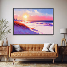 Load image into Gallery viewer, Boho Style Whimsical Beach Art, Framed Canvas Print, Minimalist Modern Farmhouse Decor, Maine Beach Art