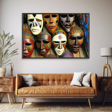 Carregar imagem no visualizador da galeria, African Traditional Masks Framed Canvas Wall Art | Canvas Print Decor for Home & Office Decoration I Ready To Hang Canvas