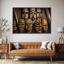 Carregar imagem no visualizador da galeria, African Traditional Masks Framed Canvas Wall Art | Canvas Print Decor for Home & Office Decoration I Ready To Hang Canvas Print