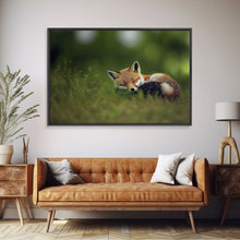 Cargar imagen en el visor de la galería, Cute Sleepy Fox Art, Animal Prints, Nature Art, Framed Canvas Print, Cute animal wall art, above sofa art