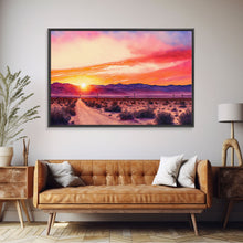 Load image into Gallery viewer, Arizona Desert at Sunset, Dirt Road, Framed Canvas Print, Colorful Wall Art, Sofa Art