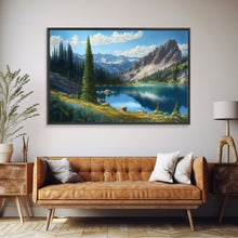 Carregar imagem no visualizador da galeria, Calm and Serene Landscape Painting, Framed Canvas Print, Canvas Art, Framed wall decor, living room wall art, Pine Tree Lake