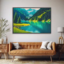Carregar imagem no visualizador da galeria, Calm and Serene Landscape Painting, Framed Canvas Print National Park Canvas Art, Framed wall decor, living room wall art, Pine Tree Lake