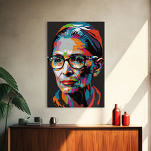 Load image into Gallery viewer, Notorious RBG, Ruth Bader Ginsburg Pop Art Portrait, Framed Canvas Print, Colorful Historic Figure Art