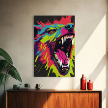 Cargar imagen en el visor de la galería, CHOMP! Wolf Bite! Framed Canvas Print, Unique Pop Art Style Animal Print