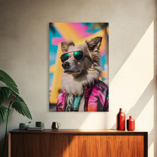 Load image into Gallery viewer, Dog With Shades, Pomeranian Wall Print, Dog Wall Art, Pink Shirt, Funny Wall Art, Framed Wall Art, Framed Canvas, Wall Print, Wall Canvas