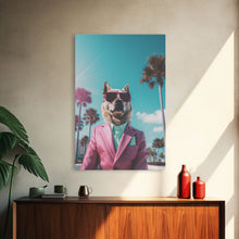 Carregar imagem no visualizador da galeria, Akita Wall Print, Dog Wall Art, Dog Sunglasses, Pink Business Suit, Funny Wall Art, Framed Wall Art, Framed Canvas, Wall Print, Wall Canvas