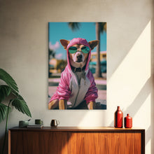 Load image into Gallery viewer, Dog Sunglasses, Pink Hoodie, Chihuahua Wall Print, Dog Wall Art, Funny Wall Art, Framed Wall Art, Framed Canvas, Wall Print, Wall Canvas