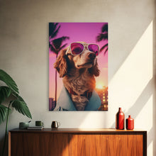 Load image into Gallery viewer, Dachshund Wall Print, Dog Wall Art, Dog Sunglasses, Dog In Teal Shirt, Funny Art, Framed Wall Art, Framed Canvas, Wall Print, Wall Canvas