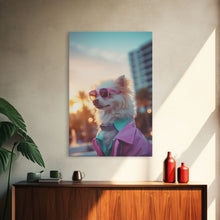 Cargar imagen en el visor de la galería, Chihuahua Wall Print, Dog Wall Art, Dog Sunglasses, Dog In Pink Jacket, Funny Art, Framed Wall Art, Framed Canvas, Wall Print, Wall Canvas