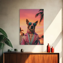 Cargar imagen en el visor de la galería, Chihuahua Wall Print, Dog Print, Dog Sunglasses, Dog In Pink Tracksuit, Funny Art, Framed Wall Art, Framed Canvas, Wall Print, Wall Canvas