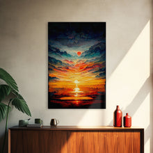 Carregar imagem no visualizador da galeria, Abstract sunset and clouds canvas print, beautiful oil painting print, nature and landscape wall art, ready to hang