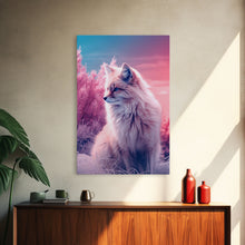Load image into Gallery viewer, Arctic Fox Wall Print, Animal Art Print, Animal Portrait, Pink Art, Wildlife Art, Framed Wall Art, Framed Canvas, Wall Print, Wall Canvas