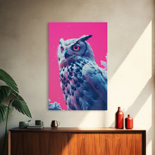 Load image into Gallery viewer, Bird Art, Owl Wall Print, Animal Art Print, Abstract Art, Animal Portrait, Pink Art, Framed Wall Art, Framed Canvas, Wall Print, Wall Canvas