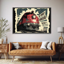 Cargar imagen en el visor de la galería, Fictional Soviet Propaganda Train Poster, Framed Canvas Print, Large Wall Art, USSR Art