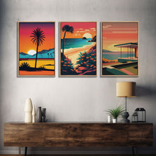 Load image into Gallery viewer, Desert Art, California Themed Wall Art, Framed Canvas Prints, 3 Piece Wall Art, 3 Panel Triptych Art, Retro Style, Orange Hues Art