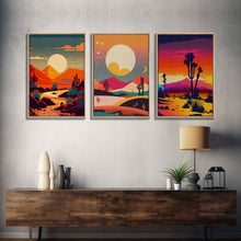 Load image into Gallery viewer, Art Deco Minimalism Desert Art, 3 Piece Triptych Art, Framed Canvas Prints, Multi-Panel Art, Desert Prints, Arizona Art, Western Decor