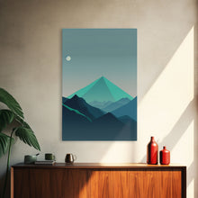 Load image into Gallery viewer, Emerald Green Pacific Northwest Art, Minimalist Boho Style Forest Landscape, Framed Canvas Art, Abstract Art, Green Mountains