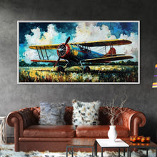 Carregar imagem no visualizador da galeria, Aeroplane Art, Antique Airplane Painting Canvas Print, Framed Canvas Art, Above Sofa Art, Gift for RC Plane Pilot, Retro Plane Art
