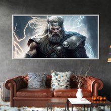 Load image into Gallery viewer, Thor Art, God of Thunder, Framed Canvas Print, Norse Mythology Art, Fantasy Art