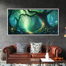 Load image into Gallery viewer, Beautiful magical fairy forest, Framed canvas print, Fantasy forest wall art Enchanted forest, Fantasy Home Decor