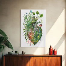 Carregar imagem no visualizador da galeria, Florapunk Heart, Anatomical Heart Painting Canvas Print, Watercolor Heart, Human Heart, Pond Heart, Marsh Painting, Waterlily, Lily pads