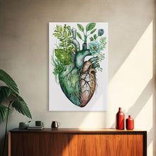 Carregar imagem no visualizador da galeria, Florapunk Heart, Anatomical Heart Painting Canvas Print, Watercolor Heart, Human Heart, Pond Heart, Marsh Painting, Waterlily, Lily pads