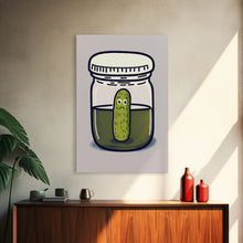 Load image into Gallery viewer, Sad Pickle Art, Framed Canvas Print, The Last Pickle, Cartoon Pickle Art