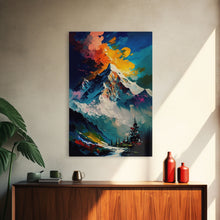 Load image into Gallery viewer, Annapurna III, Mountain Art, Rustic Mountain Landscape Wall Art, Framed Canvas Print, Abstract Oil Painting Print, Mountains of Nepal