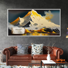 Load image into Gallery viewer, Cho Oyu, The Turquoise Goddess, Travel Poster, Framed Canvas Print, Mountain Landscape Painting, Original Painting Print