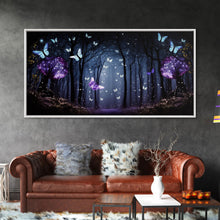 Carregar imagem no visualizador da galeria, Glowing Butterflies, Framed Canvas Print, Fantasy Decor, High Fantasy Canvas Art, Fairy Forest