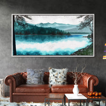 Load image into Gallery viewer, Mountain Lake, Watercolor Landscape Painting Canvas Print - Ready To Hang Large Gallery Wrapped Canvas Wall Art Prints With Floating Frames