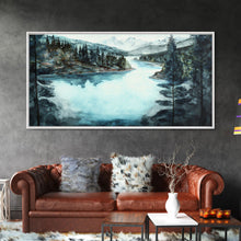 Load image into Gallery viewer, Blue Lake Art | Framed Canvas Print | Blue Lake Painting | Lake House Decor | Guest Room Landscape Painting | Crater Lake Painting