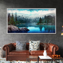 Load image into Gallery viewer, Blue Lake Art | Framed Canvas Print | Blue Lake Painting | Oregon Lake House Decor | Guest Room Landscape Painting | Trillium Lake Painting