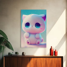 Load image into Gallery viewer, Cute Kawaii Kitten, Anime Style Art, Framed Canvas Print, Framed Art, Cat Portrait, Cartoon Cat