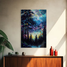 Carregar imagem no visualizador da galeria, Abstract Pine Canvas Print of Oil Painting, Large Original Textured Fall Pine Forest Painting Contemporary Living Room Wall Art Decor