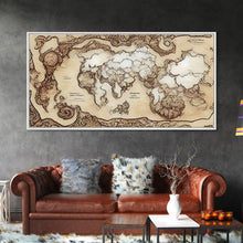 Carregar imagem no visualizador da galeria, Abstract fantasy world map, canvas print, middle earth style, wall art for nerds like me