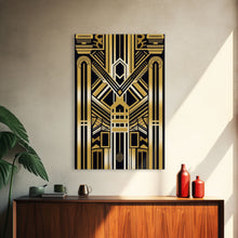 Load image into Gallery viewer, Art Deco Pattern Wall art, Framed Canvas Print, Art Deco, Gold art, Geometric art, Wall decor, Midcentury Modern, Lines art, Wall decor