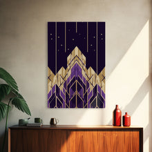 Load image into Gallery viewer, Art Deco Pattern Wall art, Framed Canvas Print, Art Deco, Gold & purple art, Canvas art, Abstract art, Office decor, Original painting